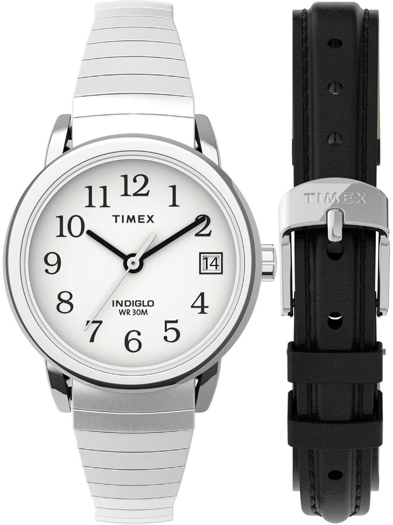 Women's Silver White Analog Quartz Easy Reader Adjustable Luminous Classic Watch